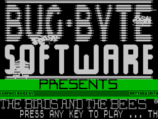The Birds and the Bees II: Antics title screen for ZX Spectrum
